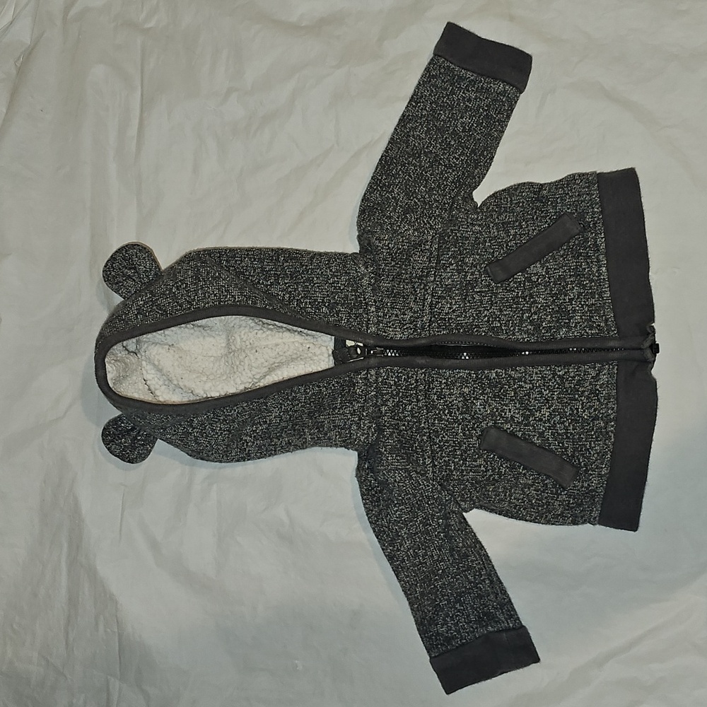 Cherokee Newborn Gray Zippered Hoodie with Animal Ears Used